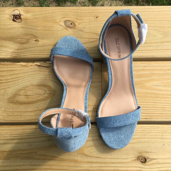 Call It Spring Stangarone Block Heel Sandal Blue 9 - Picture 16 of 16